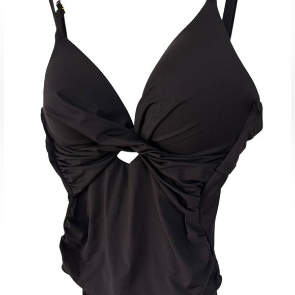 NWOT La Blanca Twist-Front Keyhole One Piece Black Swimsuit – Sz 4 - Picture 5 of 9